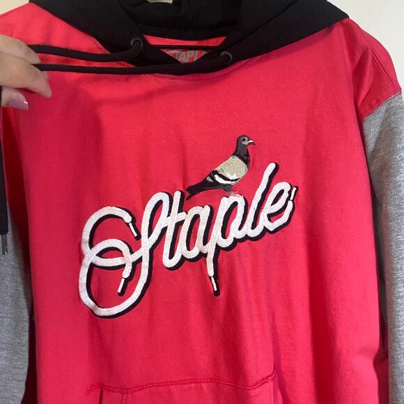Staple X ThreadBeast Pink Grey Hoodie Pigeon Logo Sweater Sz XL - Picture 3 of 11